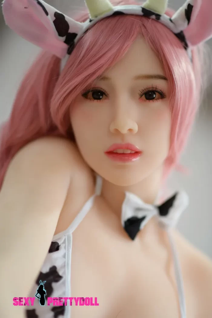 6YE86 165CM a Cup Small Breasts Pink Hair Prue Sex Doll (7)