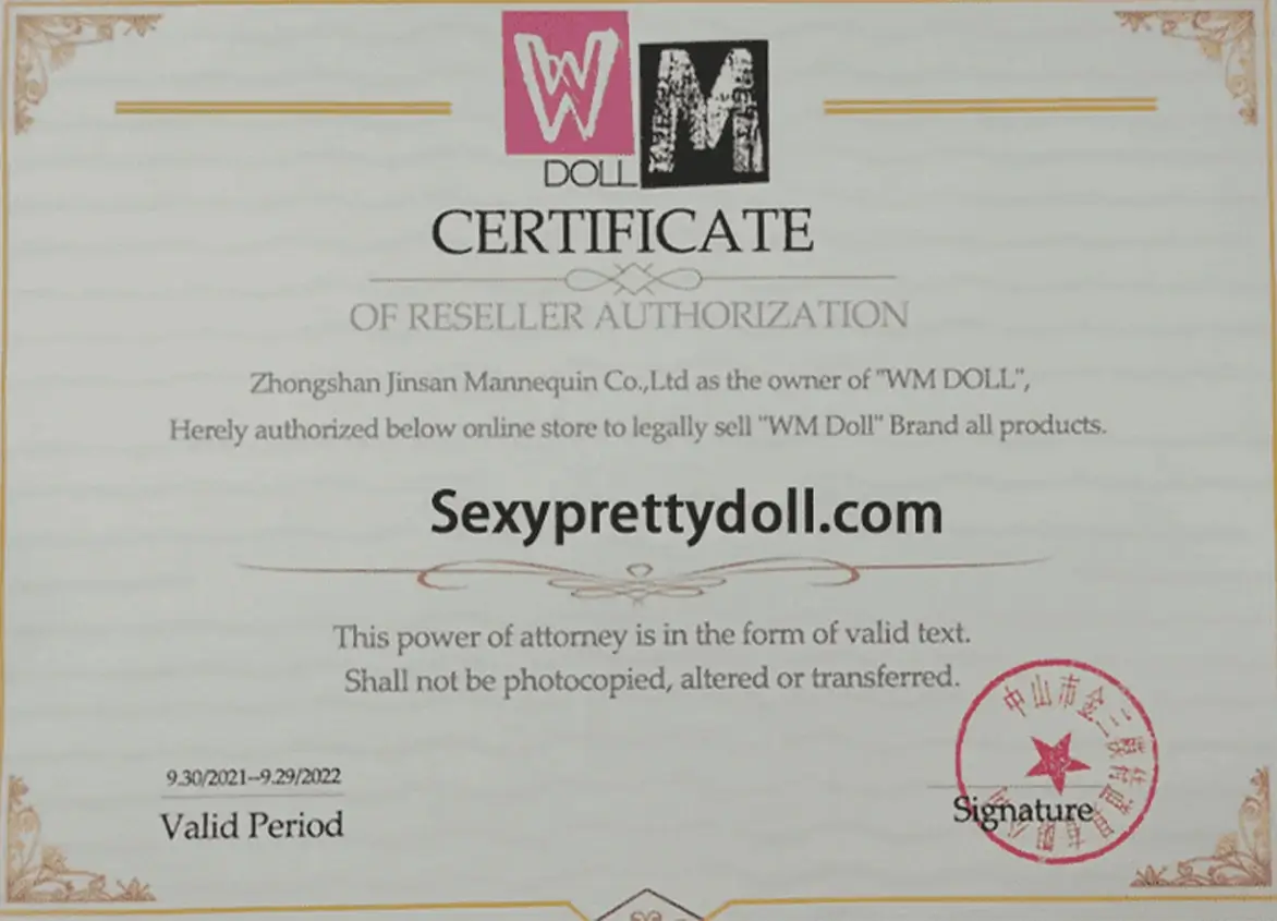 Sexyprettydoll Homepage everything supplier-authorization-certificate-WM sex doll