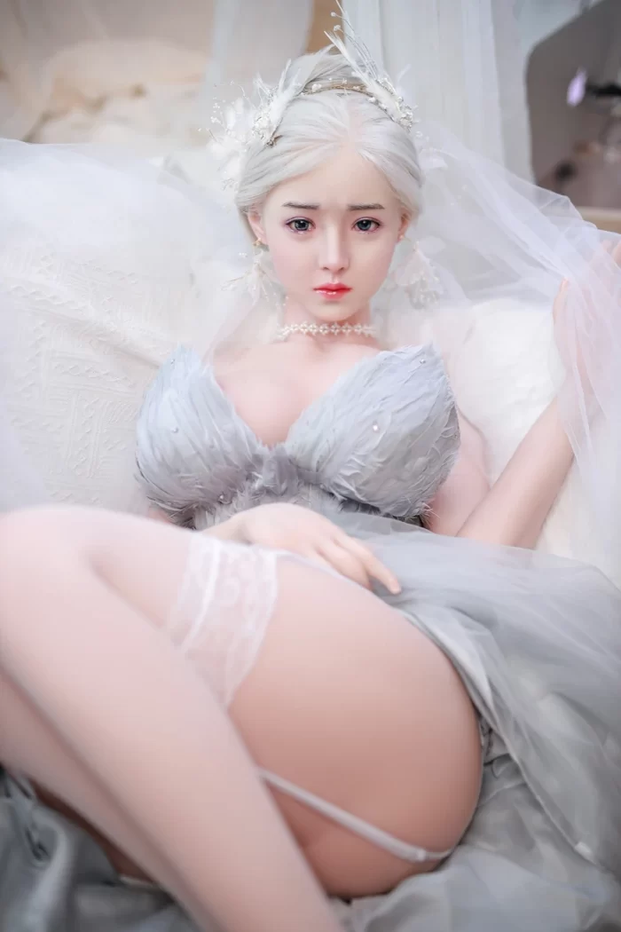 Jy 157cm E Cup White Hair Silicone Head Tpe Body Elf Sex Doll (10)