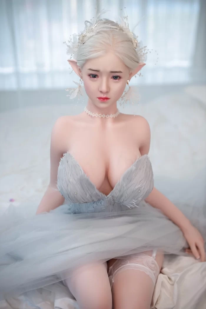 Jy 157cm E Cup White Hair Silicone Head Tpe Body Elf Sex Doll (16)