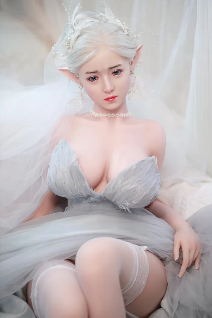 Jy 157cm E Cup White Hair Silicone Head Tpe Body Elf Sex Doll (17)