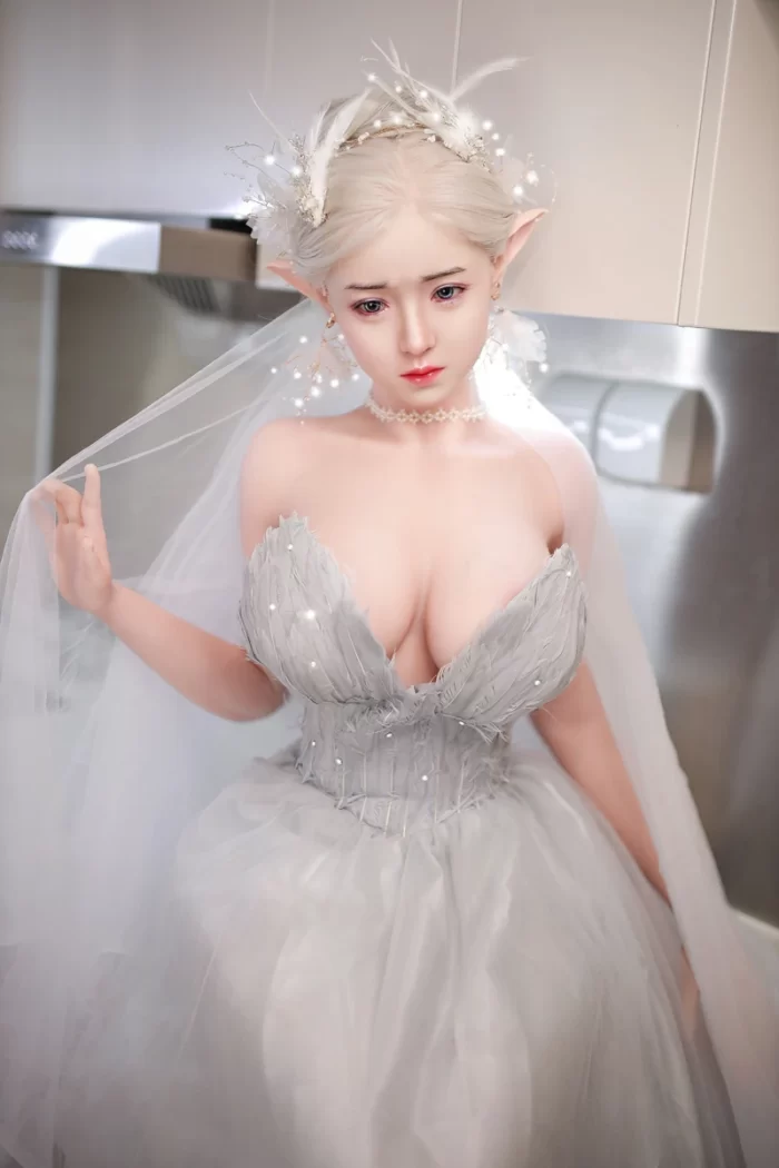 Jy 157cm E Cup White Hair Silicone Head Tpe Body Elf Sex Doll (20)