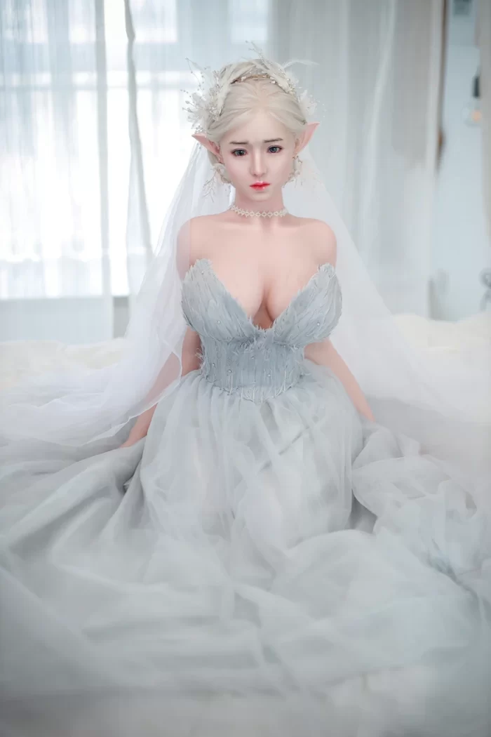Jy 157cm E Cup White Hair Silicone Head Tpe Body Elf Sex Doll (21)